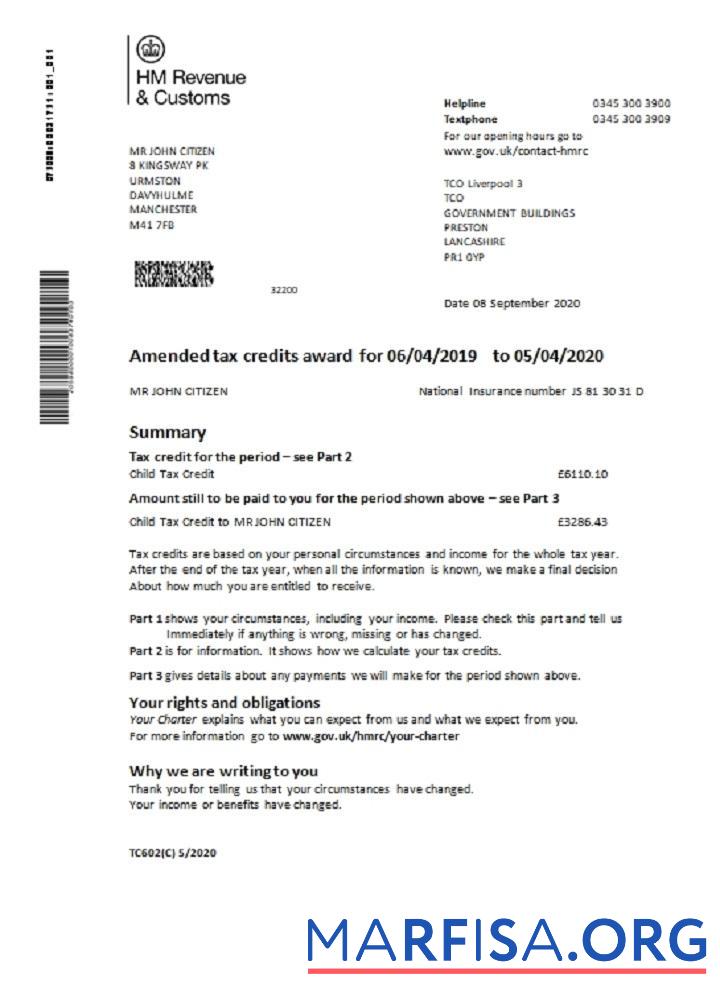Realistic HM Revenue & Customs bank statement word download for verification